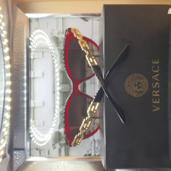 NEW💜VERSACE Bordeaux/Brown,Burgundy Sunglasses 54mm💚<Full inclusion> - Picture 3 of 8